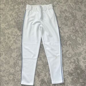 Marucci men’s white baseball pants with blue piping